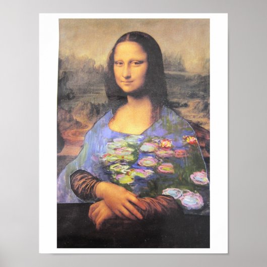 Mijn nieuwe jurk - Mona Lisa in een Monet - collag Poster (Voorkant)