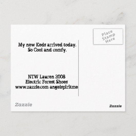 MIJN NIEUWE KEDS! BRIEFKAART (Achterkant)