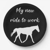 Mijn nieuwe ride om te werken door Paard Funny Papieren Bordje (Voorkant)