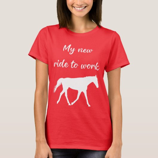 Mijn nieuwe ride om te werken door Paard Funny T-shirt (Voorkant)