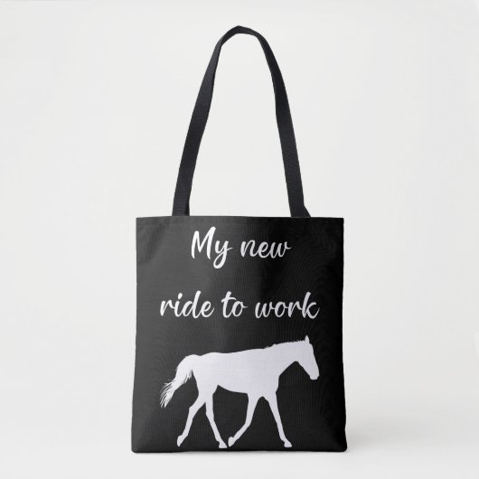 Mijn nieuwe ride om te werken door Paard Funny Tote Bag (Voorkant)