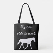 Mijn nieuwe ride om te werken door Paard Funny Tote Bag (Achterkant)