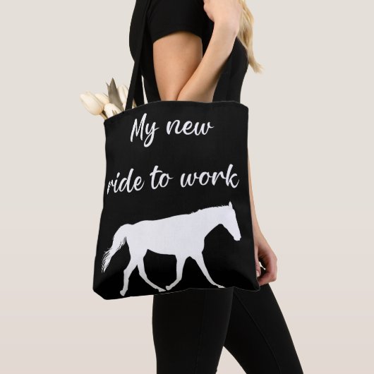 Mijn nieuwe ride om te werken door Paard Funny Tote Bag (Dichtbij)