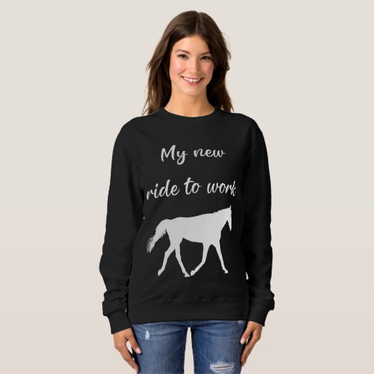 Mijn nieuwe ride om te werken door Paard Funny Trui (Voorkant volledig)