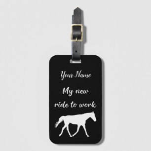 Mijn nieuwe rit naar het werk per paard Grappig Bagagelabel