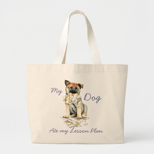 Mijn Noorse Elkhound Ate Mijn Lesson Plan Grote Tote Bag (Voorkant)