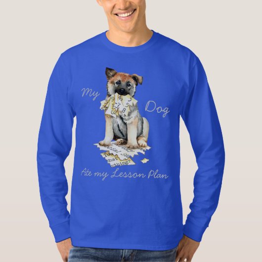 Mijn Noorse Elkhound Ate mijn Lesson Plan T-Shirt (Voorkant)