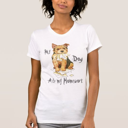 Mijn Norwich Terrier Ate mijn thuiswerk T-shirt (Voorkant)