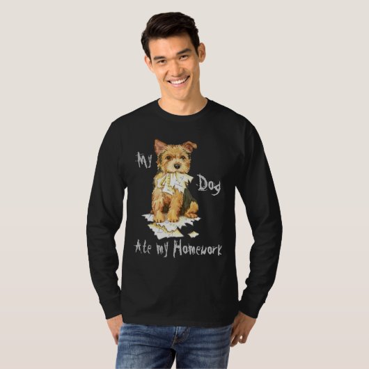 Mijn Norwich Terrier Ate mijn thuiswerk T-shirt (Voorkant volledig)