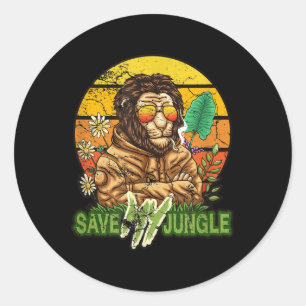 Mijn Oerwoud redden - Lion Environmental Protectio Ronde Sticker