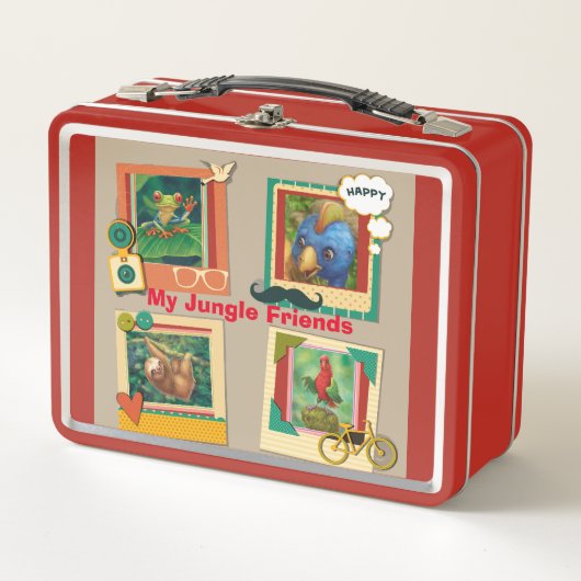 Mijn Oerwoud Vrienden Leuke Retro Metal Lunchbox (Voorkant)