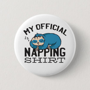 Mijn officiële dutje shirt - Lui slapende Luiaard Ronde Button 5,7 Cm