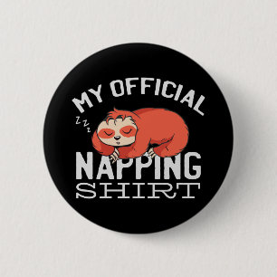 Mijn officiële dutjes-shirt luiaard ronde button 5,7 cm
