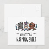 Mijn officiële shirt slaapt Unicorn Dog Cat Briefkaart (Voorkant / Achterkant)