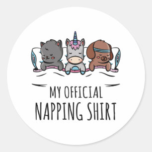 Mijn officiële shirt slaapt Unicorn Dog Cat Ronde Sticker