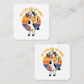 Mijn ogen zijn hier! - Grappige Koe uiers Graphic Vierkante Visitekaartje (Voorkant / Achterkant)