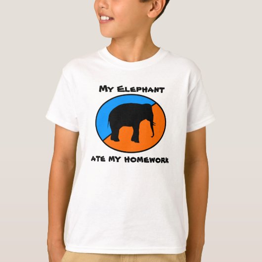 Mijn olifant at mijn huiswerk op t-shirt (Voorkant)