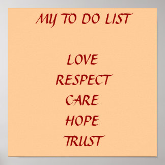 MIJN OM DE LIJST TE HOUDEN RESPECT CARE HOPE TRUST POSTER