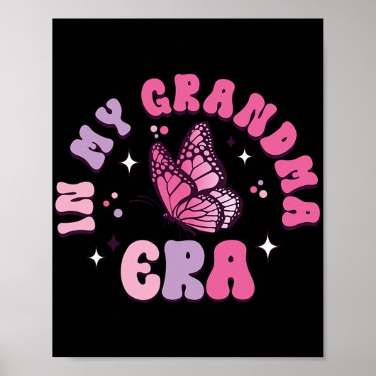 Mijn oma Era Grappige Vlinder Groovy Retro Moeder Poster (Voorkant)