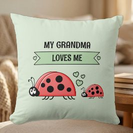 Mijn oma houdt van mij lieveheersbeestjes groen ba kussen