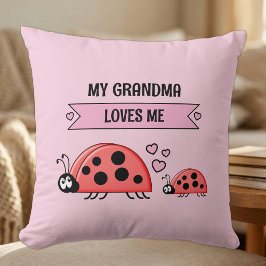Mijn oma houdt van mij lieveheersbeestjes roze bab kussen