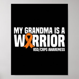 Mijn oma is een Warrior Sinaasappel Ribbon RSDCRPS Poster