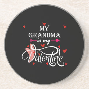 Mijn oma is mijn Valentijn Valentijnsdag Grandson Zandsteen Onderzetter