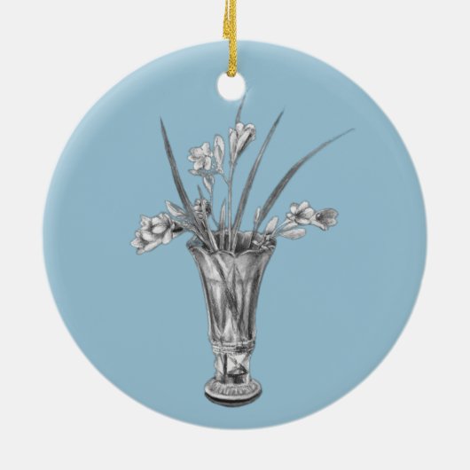 Mijn oma's Freesias - Keramisch Ornament (Achterkant)