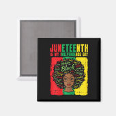 Mijn Onafhankelijkheidsdag Afro Vrouw Vrouwen Meis Magneet (Voorkant / Achterkant)