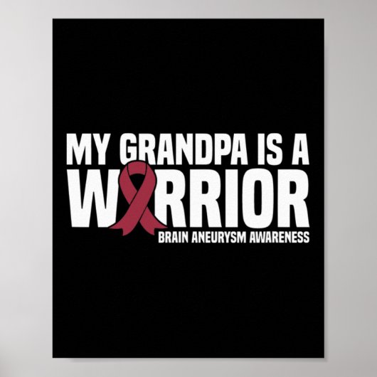 Mijn opa is een Warrior Brain Aneurysm Awareness Poster (Voorkant)