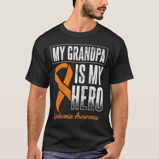 Mijn opa Mijn held Leukemie Kanker Leukemie Awaren T-shirt (Voorkant)