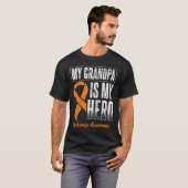 Mijn opa Mijn held Leukemie Kanker Leukemie Awaren T-shirt (Voorkant volledig)