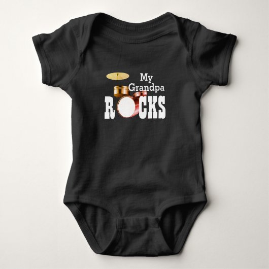 "Mijn opa Rocks" met Drum Set Baby Bodysuit! Romper (Voorkant)