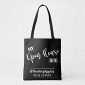mijn open huis verkoopt zakelijk logo onroerend go tote bag (Voorkant)