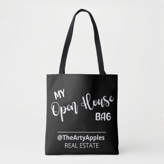 mijn open huis verkoopt zakelijk logo onroerend go tote bag (Voorkant)