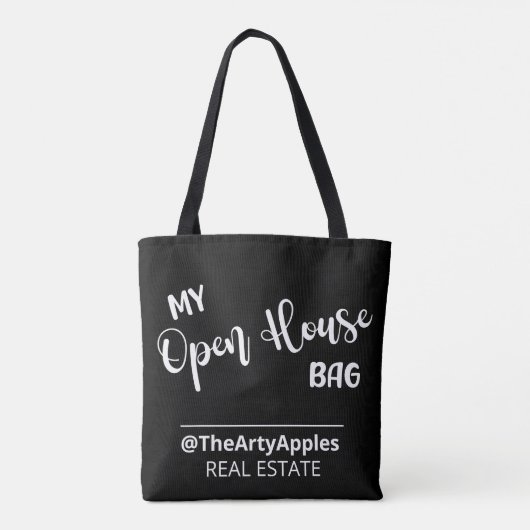 mijn open huis verkoopt zakelijk logo onroerend go tote bag (Achterkant)