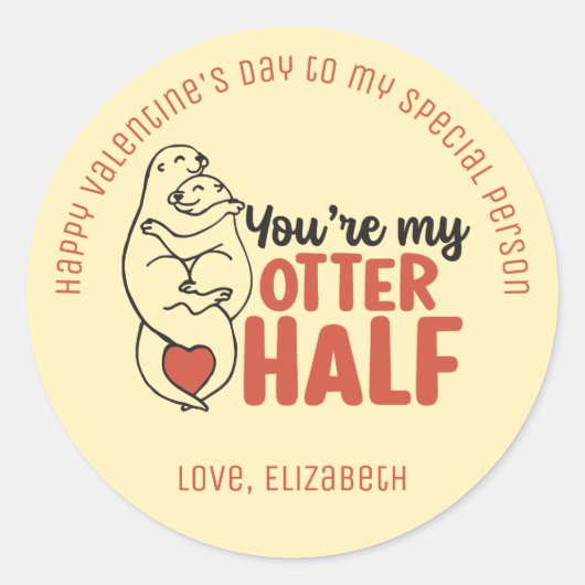 Mijn Otter Half Funny Pun Cute Heart Valentijnsdag Ronde Sticker (Voorkant)