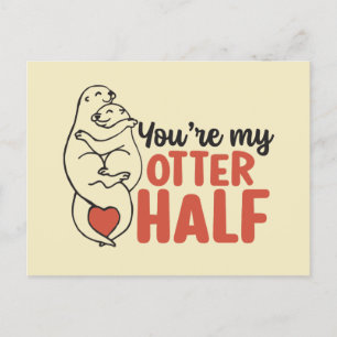 Mijn Otter Half Love Pun Funny Valentijnsdag Briefkaart
