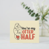 Mijn Otter Half Love Pun Funny Valentijnsdag Briefkaart (Staand voorkant)