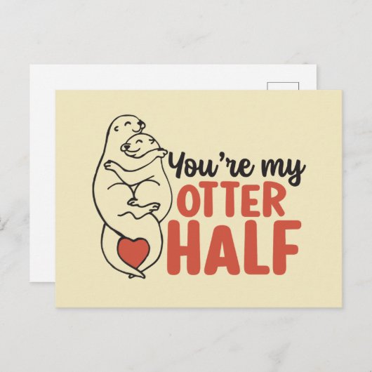 Mijn Otter Half Love Pun Funny Valentijnsdag Briefkaart (Voorkant / Achterkant)