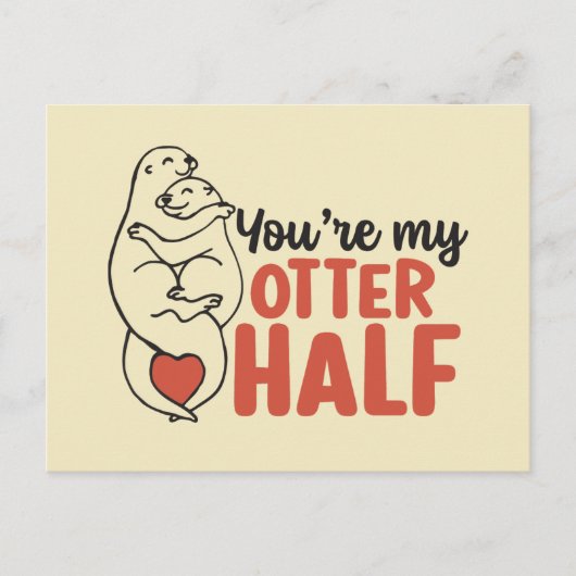 Mijn Otter Half Love Pun Funny Valentijnsdag Briefkaart (Voorkant)
