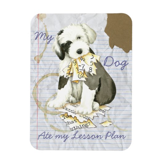 Mijn oude Engelse Sheepdog Ate mijn Lesson Plan Magneet (Verticaal)