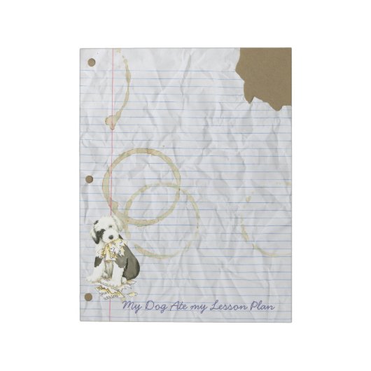 Mijn oude Engelse Sheepdog Ate mijn Lesson Plan Notitieblok (Linkerzijde)