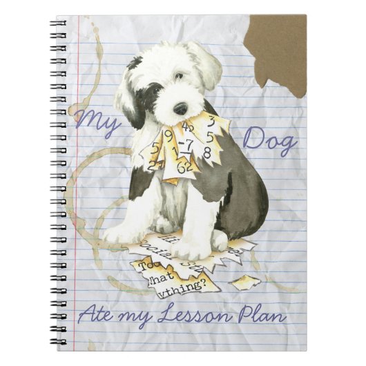 Mijn oude Engelse Sheepdog Ate mijn Lesson Plan Notitieboek (Voorkant)