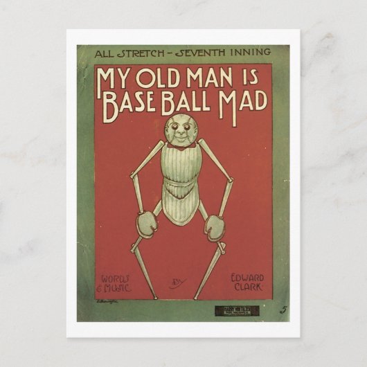 Mijn oude Man is Hoesje van honkbal. Briefkaart (Voorkant)