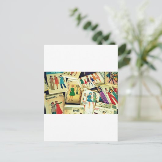 mijn oude naaipatronen briefkaart (Staand voorkant)