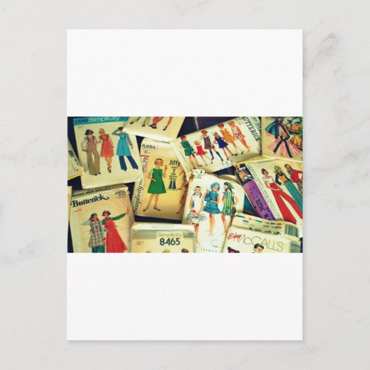 mijn oude naaipatronen briefkaart (Voorkant)