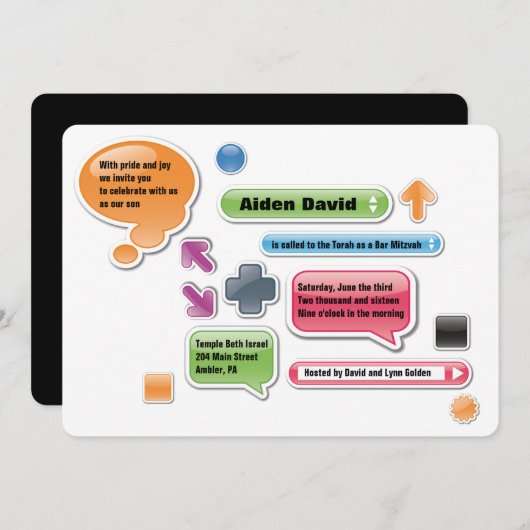 MIJN OUDERS ZIJN LAME Bat Bar Mitzvah Uitnodiging (Voorkant / Achterkant)