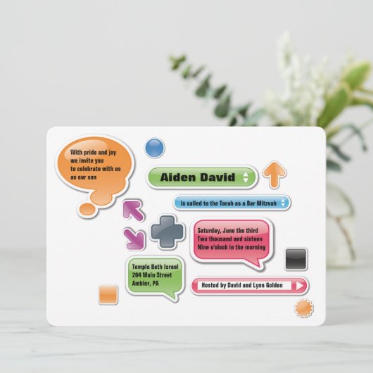 MIJN OUDERS ZIJN LAME Bat Bar Mitzvah Uitnodiging (Staand voorkant)