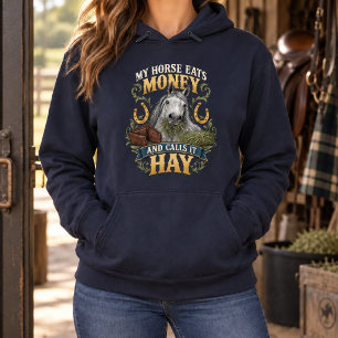 Mijn Paard Eet Geld en Noemt het Grappig Hooien Hoodie